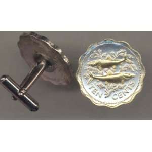  24k Gold on Sterling Silver World Coin Cufflinks   Bahamas 10 cent 