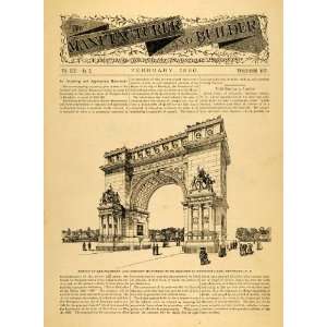  1890 Article Soldiers Sailors Memorial Arch Design Plan 