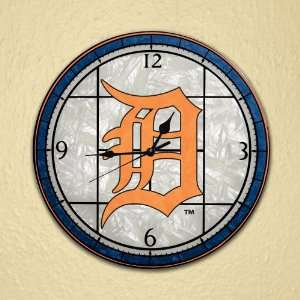  12in Art Glass Clock Tigers