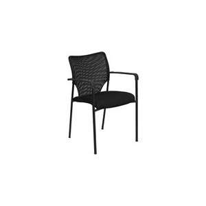   Black Mesh Fabric Stacking Arm Chair with Black Powder Coated Frame
