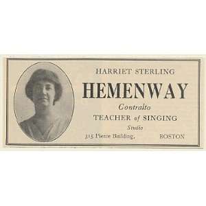  1923 Harriet Sterling Hemenway Contralto Teacher of 