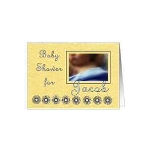 Baby Shower Invitation for Jacob   Sleeping Child with Blue Blanket 
