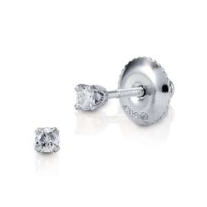  Pristine 14k White Gold Round Cut Diamond Stud Earrings 