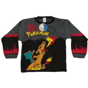  Youth Large (Lg) Pokemon Charizard Sweater Black, Gray 