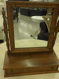 Vintage Ethan Allen Maple Dresser Top Vanity Shaving Mirror  