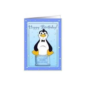   63rd Birthday   Penguin on Ice Cool Birthday Facts Card Toys & Games