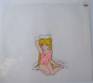 12 usagi with pink swimsuit cel c16 with sketch stuck