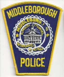 This is a patch from the Middleborough Police, Massachusetts. Size 
