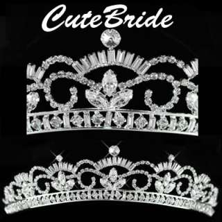 Bridal Prom Wedding Veil Crystal Crown Headband Pageant Tiara 
