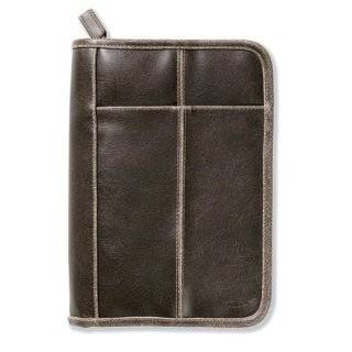 Bible Cover Distressed Leather Look Brown with Stitching Accent Med 