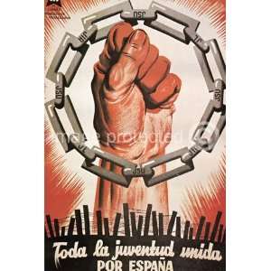 La Juventud Unida Spanish Civil War Vintage WW2 Poster   11 x 17 Inch 