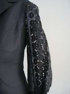 Anne Fontaine Stunning Charlottine Black Crochet Sleeve Jacket Blazer 