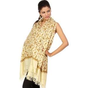  Seedpearl Kashmiri Stole with Hand Embroidered Creepers 