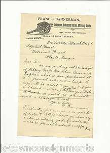   FRANCIS BANNERMAN A.L.S.GREAT LETTERHEAD,ANNOUNCES CATALOG OF 1896