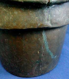 LARGE BUCKET PAIL ANTIQUE FRANCE FORGED IRON COPPER TIN FRENCH 1800s 