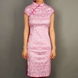  Women Cotton Mini Dress Cheongsam Purple Available Sizes 