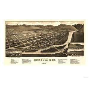  Montana   Panoramic Map of Missoula No. 1 Giclee Poster 