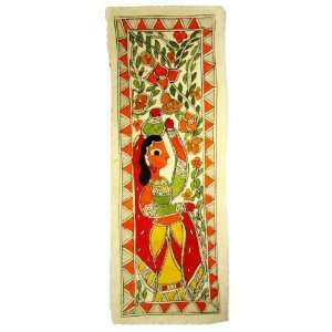 Regional Folk Art Original Unframed Madhubani Painting Using Vegetable 