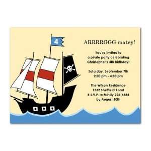  Birthday Party Invitations   Pirate Ship By Night Owl 