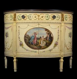   Chest Table Antique Painted Empire Regency Demilune Console Old  