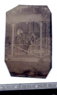 Antique Photo, Tintype of Cowboy on Horse, Bandstand  