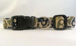 Awesome Skull Crossbones Camo Green and Blue Dog Collar  