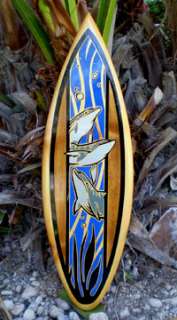 Triple Dolphin Hot Surfboard Wall Art Wood Island Decor  