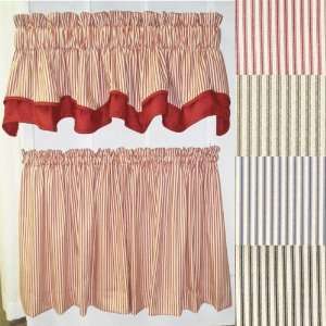  30 Long Ticking Stripe Tier Curtain Pair By Ellis Curtain 