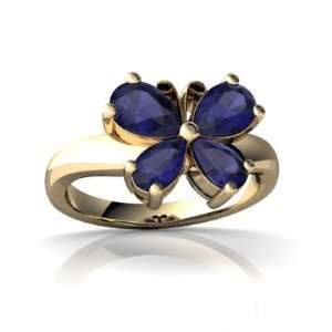  14K Yellow Gold Pear Genuine Sapphire Butterfly Ring Size 