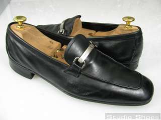   Authentic Black Buckle Loafers Dress Slip On Shoes Mens UK 7 / US 8