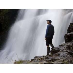  Hiker Enjoys Fergusson Falls on the Overland Track 