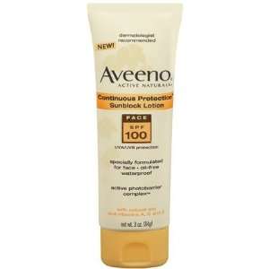 Aveeno Sunblock Face Lotion SPF 100, 3 oz (Quantity of 4 