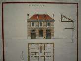 Architecture. Houses Plan and Front. Engraving c. 1760  