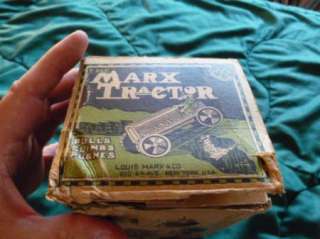 VINTAGE BOX FOR 1930S LOUIS MARX WIND UP TIN LITHO TRACTOR GREAT 