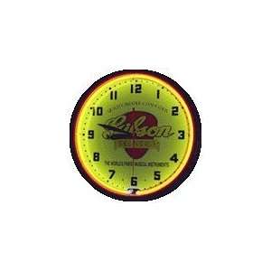  Gibson Guitar Pick Neon Wall Clock 20 Inch Made In USA New 
