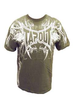 New Mens Tapout UFC MMA Darkside Cage Fighter T shirt army green Large 