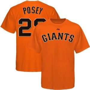   28 Buster Posey Youth Orange Player T shirt (Small)