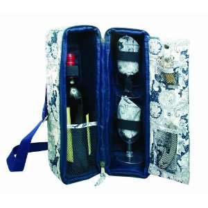 Picnic Gift Solana Blue Paisley Two Person Wine Tote 