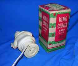   HTF VTG 1950 HARD PLASTIC XMAS KING SANTA BANK LITE MIB   ORIGINAL BOX