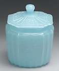 NEW LIGHT BLUE MILK Depression Glass MAYFAIR Style Cookie Jar Canister 