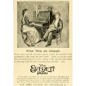1893 Ad John Church Cincinnati Everett Piano Three are Company Duet 