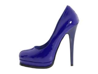 NIB New BEBE Blue TYROL Patent Leather Platform Pumps Heels Shoes 
