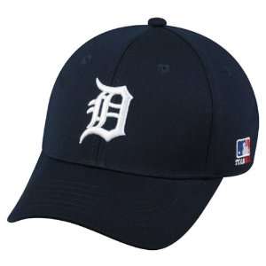   Flex FITTED Med/Lg Detroit TIGERS Home NAVY Hat Cap 