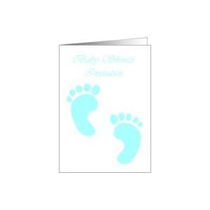  Baby Shower Invitation with baby footprints baby boy Card 