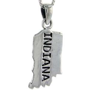  Sterling Silver Indiana State Map Pendant, 1 5/16 in 
