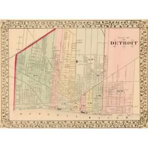    Mitchell 1875 Antique Street Map of Detroit