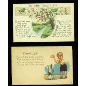 VINTAGE** postcards LITTLE THINGS IN LIFE & GREETING w/BOY 
