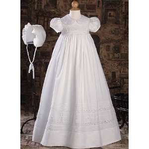  girls short sleeve christening gown with hand embroidery 