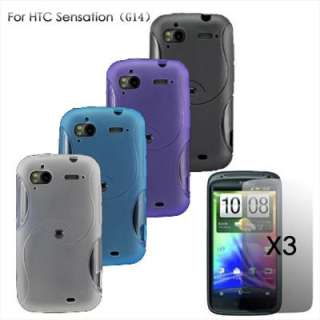 4PCS TPU GEL Skin Case +3PCS Film For HTC Sensation G14  