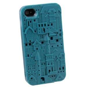Green Three dimensional Relief Castle Hard Cover Case For iPhone 4 4G 